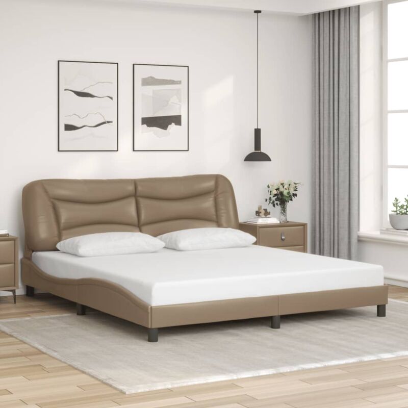 Bettgestell Ohne Matratze "hvar" Cappuccino-braun 180x200 Cm Kunstleder Vidaxl
