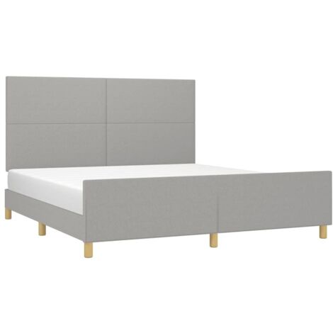 Bettgestell mit Kopfteil Hellgrau 160x200 cm Stoff