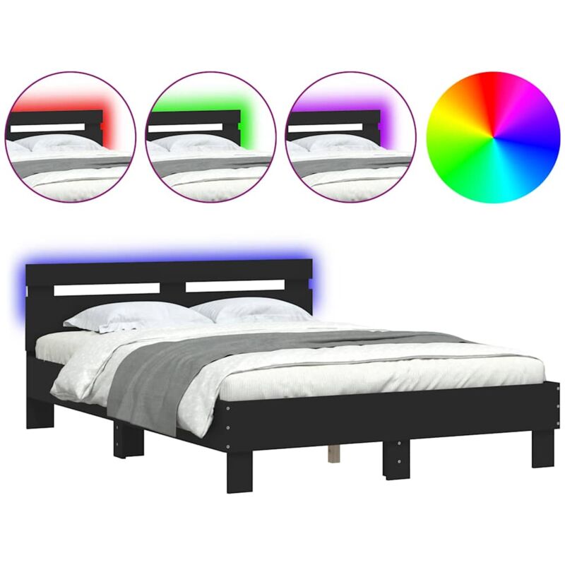 Bettgestell Mit Kopfteil Led-beleuchtung Schwarz 120x190 Cm Vidaxl