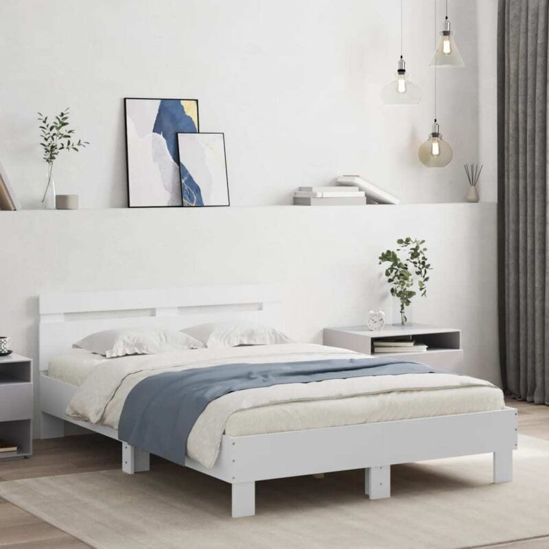Bettgestell Mit Kopfteil Led-beleuchtung Weiß 120x200 Cm Vidaxl