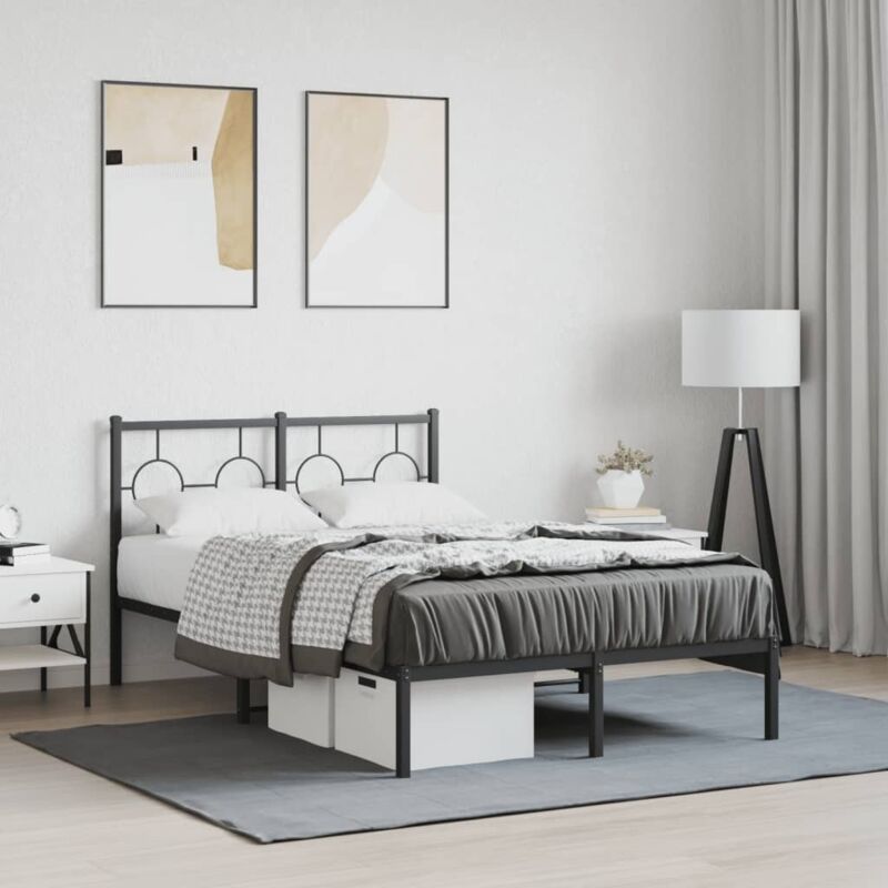 Bettgestell Mit Kopfteil Metall Schwarz 120x190 Cm Vidaxl