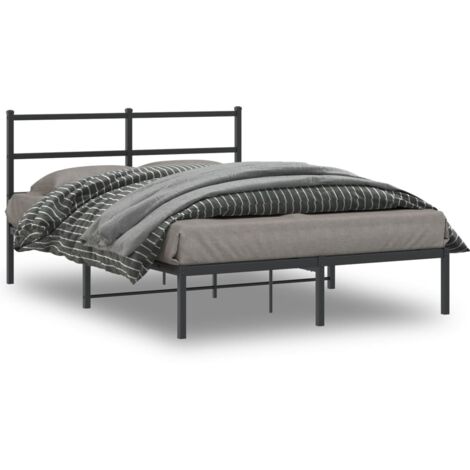 Bettgestell mit Kopfteil Metall Schwarz 140x200 cm vidaXL