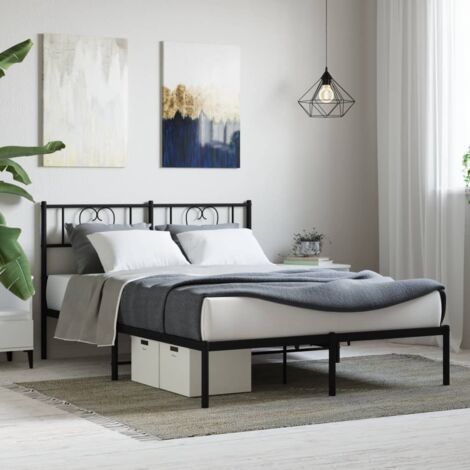 Bettgestell mit Kopfteil Metall Schwarz 140x200 cm vidaXL