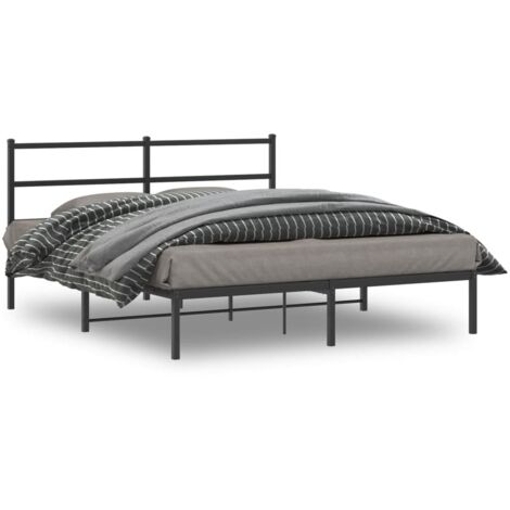 Bettgestell mit Kopfteil Metall Schwarz 160x200 cm vidaXL616999