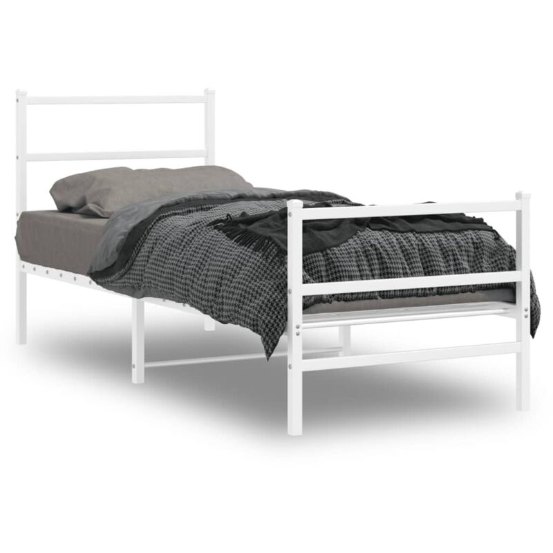 Bettgestell Mit Kopf- Und Fußteil Metall Weiß 80x200 Cm Vidaxl