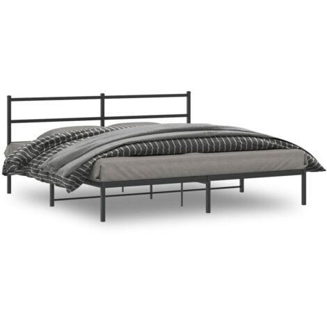 Bettgestell mit Kopfteil Metall Schwarz 180x200 cm vidaXL