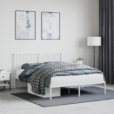 Bettgestell mit Kopfteil Metall Weiß 140x200 cm vidaXL