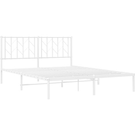 Bettgestell mit Kopfteil Metall Weiß 150x200 cm vidaXL