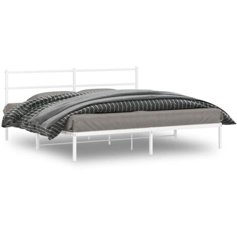 Bettgestell mit Kopfteil Metall Weiß 180x200 cm vidaXL