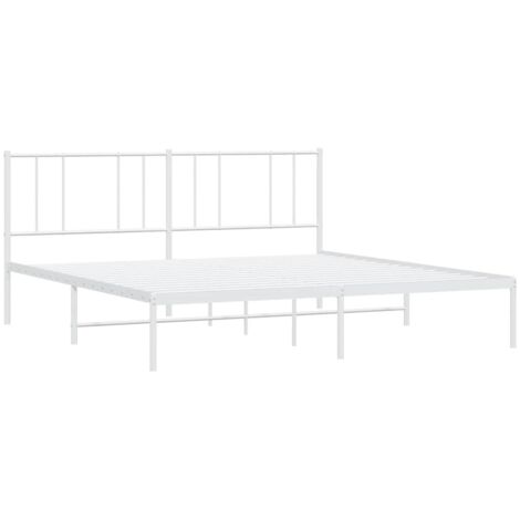 Bettgestell mit Kopfteil Metall Weiß 183x213 cm vidaXL