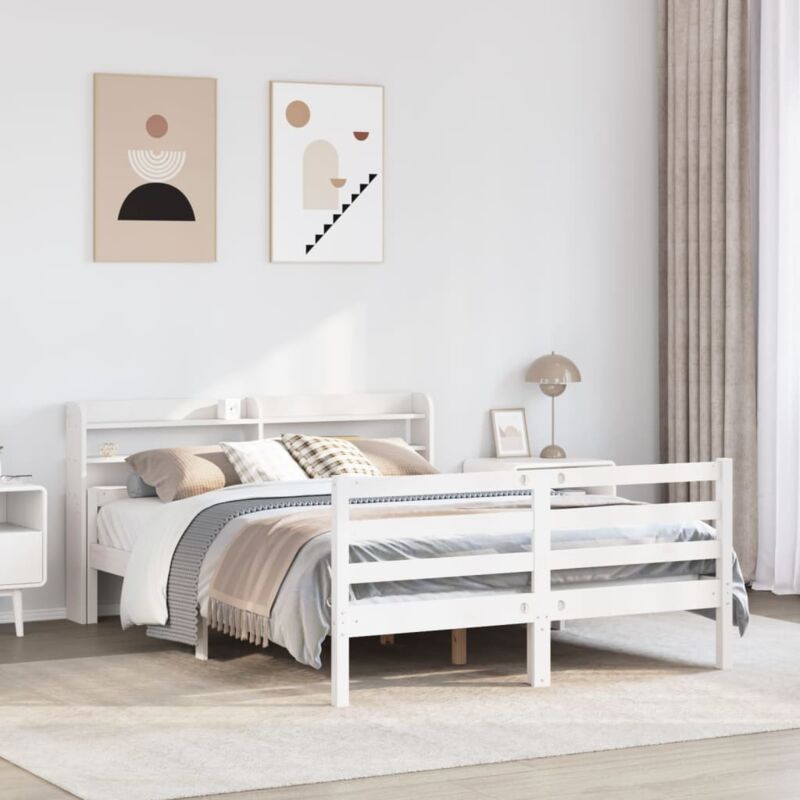 Bettgestell Mit Kopfteil Ohne Matratze Weiß 135x190 Cm Vidaxl