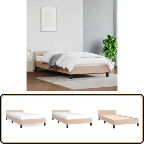 Bettgestell mit Kopfteil ohne Matratze Cappuccino 100x200 cm - Bettesrahmen - Doppelbett - Kopfteil - Kunstleder - Braun