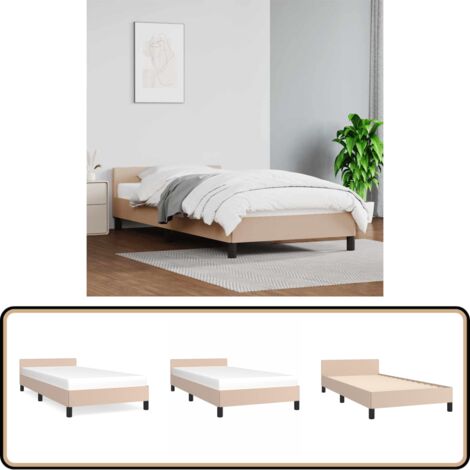 Bettgestell mit Kopfteil ohne Matratze Cappuccino 90x200 cm - Bettesrahmen - Doppelbett - Kopfteil - Kunstleder - Braun