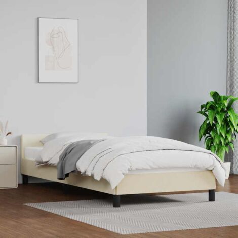 Bettgestell mit Kopfteil ohne Matratze Creme 100x200 cm vidaXL