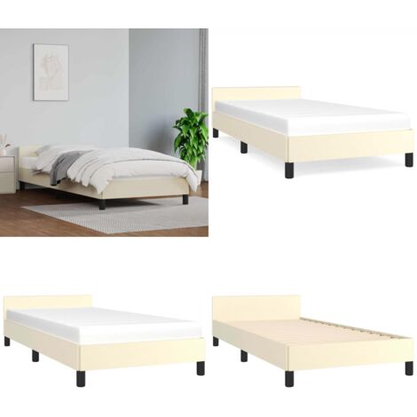 Bettgestell mit Kopfteil ohne Matratze Creme 90x190 cm - Bettstellengestell - Doppelbett - Kopfteil - Cremefarben - Kunstleder - Home & Living