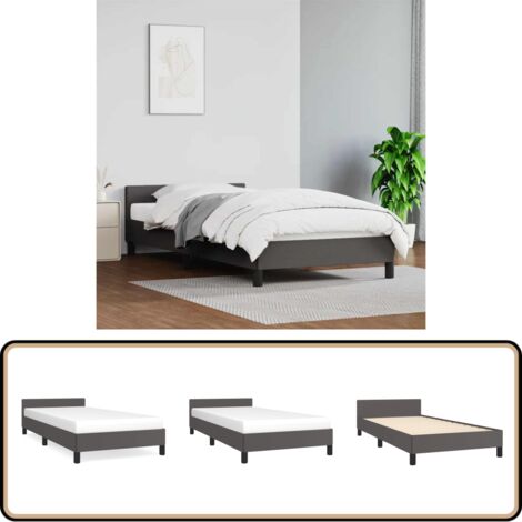 Bettgestell mit Kopfteil ohne Matratze Grau 90x200 cm - Bettsofa - Kopfteil Bett - Doppelbett - Boxspringbetten - Lattenrost