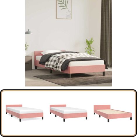 Bettgestell mit Kopfteil ohne Matratze Rosa 80x200 cm Samt - Samt Bettgestell - Rosa Bettgestell - Doppelbett Gestell - Kopfteil Bettgestell - Bettgestell 80x200