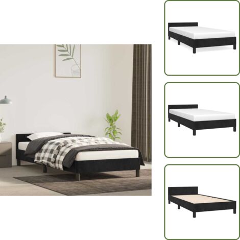 Bettgestell mit Kopfteil ohne Matratze Schwarz 90x200 cm Samt - Samtbettwäsche - Doppelbett - Boxspringbett - Schlafzimmer Dekoration - Luxusbett