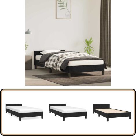 Bettgestell mit Kopfteil ohne Matratze Schwarz 90x200 cm Samt - Samtbettwäsche - Doppelbett - Boxspringbett - Schlafzimmer Dekoration - Luxusbett