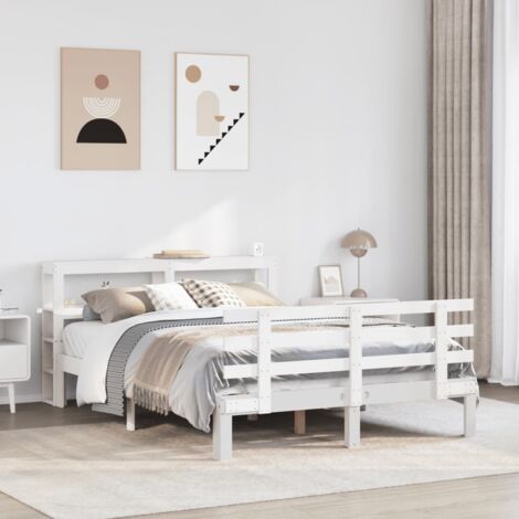Bettgestell mit Kopfteil ohne Matratze Weiß 160x200 cm vidaXL