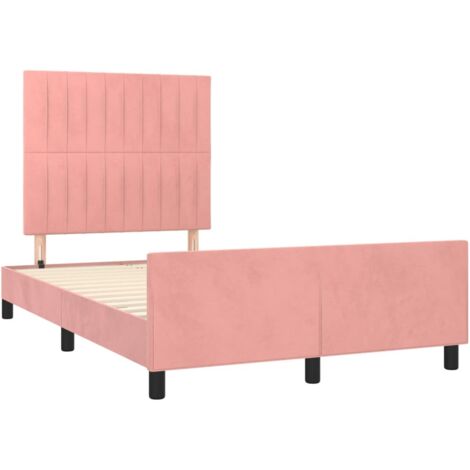 Bettgestell mit Kopfteil Rosa 120x190 cm Samt vidaXL109424