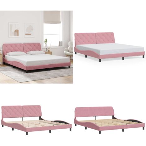 Bettgestell mit Kopfteil Rosa 180x200 cm Samt - Samtsofa - Rosa Sofa - Doppelbett - Boxspringbetten - Schlafzimmer Dekoration - Home & Living