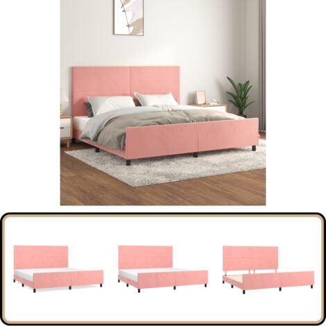 Bettgestell mit Kopfteil Rosa 200x200 cm Samt - Samtsofa - Rosa Sofa - Doppelbett - Boxspringbetten - Hochbett