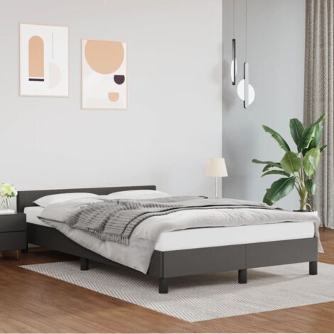 Bettgestell mit Kopfteil, Schlafzimmerbett/Doppelbett, Erwachsenenbett Grau 120x200 cm Kunstleder XTJTE615198