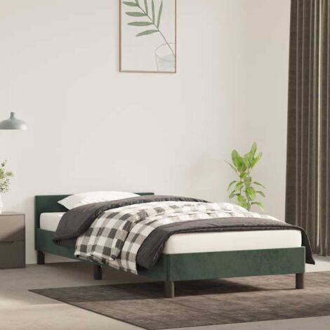 Bettgestell mit Kopfteil, Schlafzimmerbett, Erwachsenenbett Dunkelgrün 80x200 cm Samt XTJTE115628 BonneVie