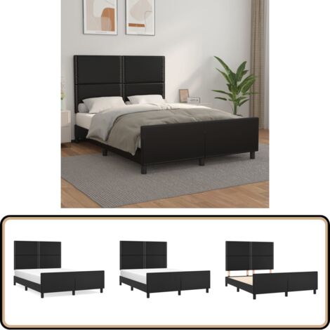 Bettgestell mit Kopfteil Schwarz 140x200 cm Kunstleder - Bettgestell - Doppelbett - Schlafzimmermöbel - Kunstlederbettwäsche - Boxspringbett