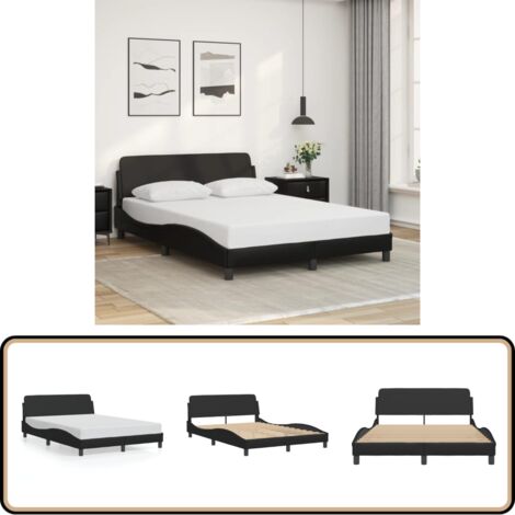 Bettgestell mit Kopfteil Schwarz 140x200 cm Kunstleder - Bettsofa - Doppelbett - Boxspringbetten - Schlafzimmermöbel - Lattenrost
