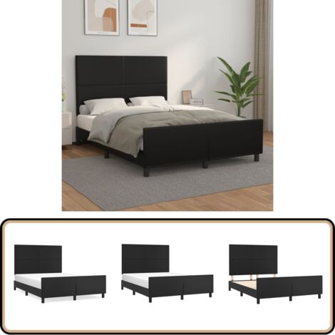 Bettgestell mit Kopfteil Schwarz 140x200 cm Kunstleder - Bettsofa - Schlafzimmermöbel - Doppelbett - Boxspringbetten - Lattenrost