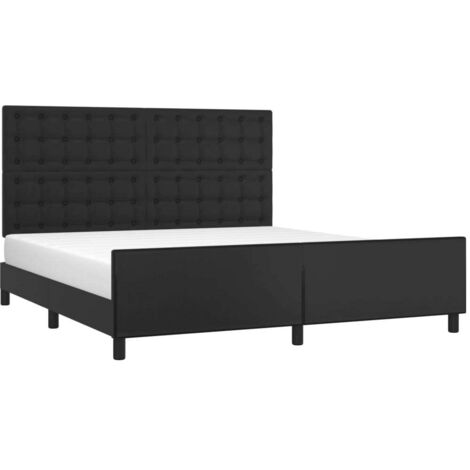 Bettgestell mit Kopfteil Schwarz 180x200 cm Kunstleder