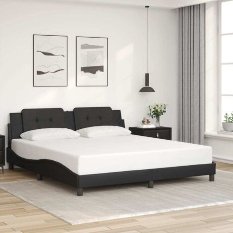 Bettgestell mit Kopfteil Schwarz 180x200 cm Kunstleder vidaXL695399