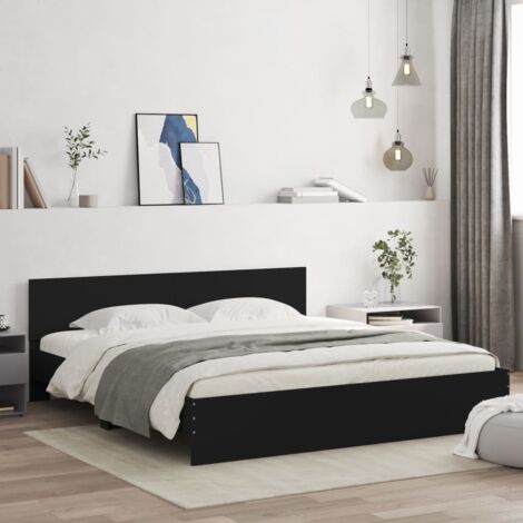 Bettgestell mit Kopfteil schwarz 200x200 cm