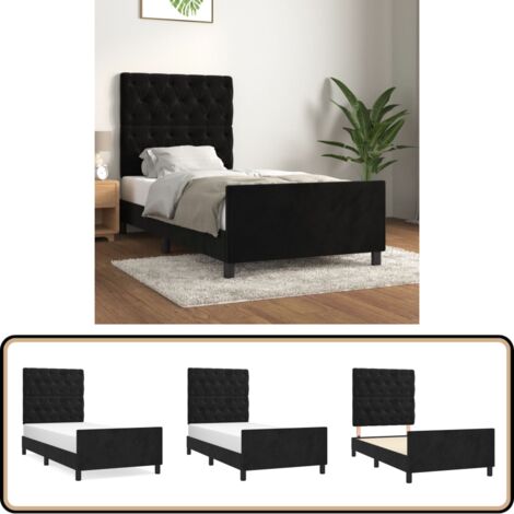 Bettgestell mit Kopfteil Schwarz 80x200 cm Samt - Samtbettwäsche - Schlafzimmer Dekoration - Boxspringbett - Doppelbett - Hochbett