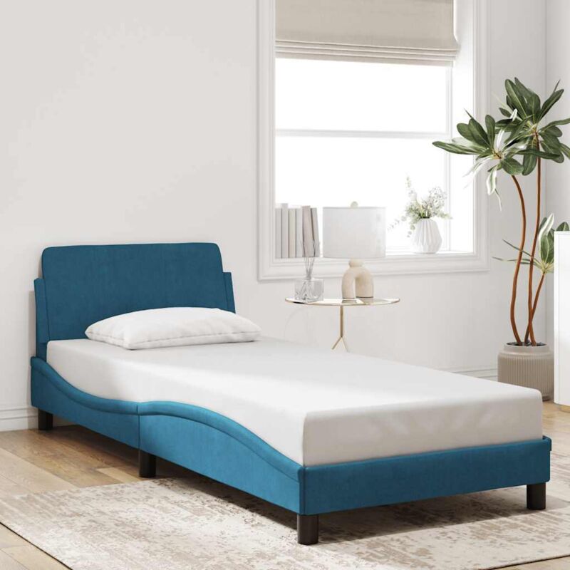 Bettgestell Mit Kopfteil 'dover' Blau 90x190 Cm Samt Vidaxl