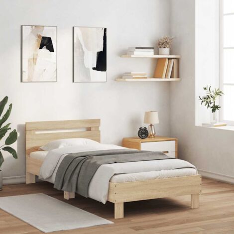 Bettgestell mit Kopfteil Sonoma-Eiche 100x200 cm