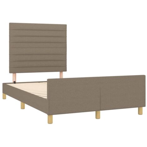Bettgestell mit Kopfteil taupe 120x190 cm Stoff