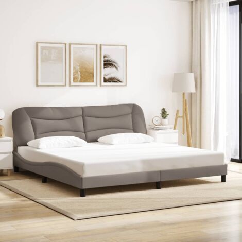 Bettgestell mit Kopfteil Taupe 200x200 cm Stoff vidaXL356236