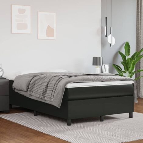 Bettgestell mit Lattenrost Matratze Schwarz 120x200 cm Kunstleder