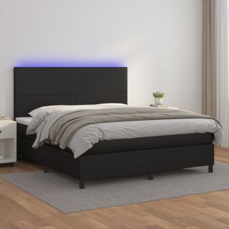 Bettgestell mit Lattenrost, Matratze und LED Schwarz 180x200 cm