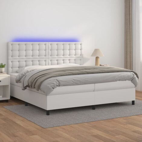 Bettgestell mit Lattenrost, Matratze und LED Weiß 200x200 cm