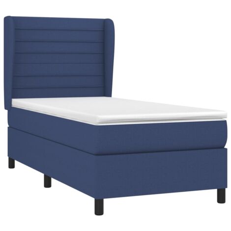 Bettgestell mit Lattenrost und Matratze Blau 90x200 cm Stoff