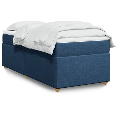 Bettgestell mit Lattenrost und Matratze Blau 90x200 cm Stoff