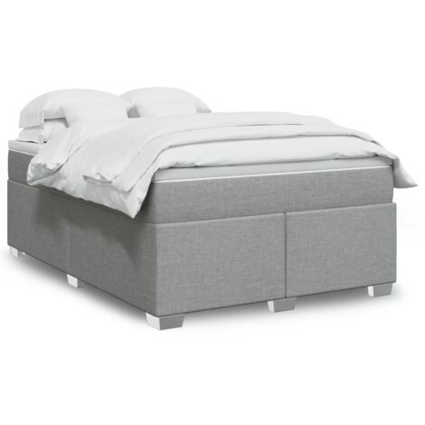 Bettgestell mit Lattenrost und Matratze Grau 160x200cm Stoff