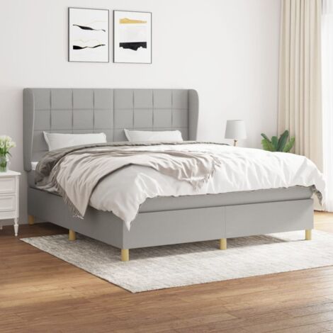 Bettgestell mit Lattenrost und Matratze Grau 180x200cm Stoff