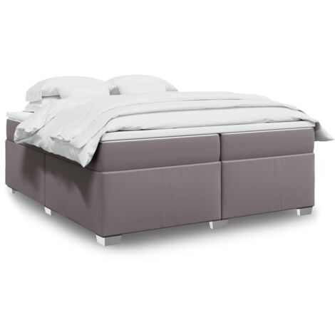 Bettgestell mit Lattenrost und Matratze Grau 200x200 cm Kunstleder