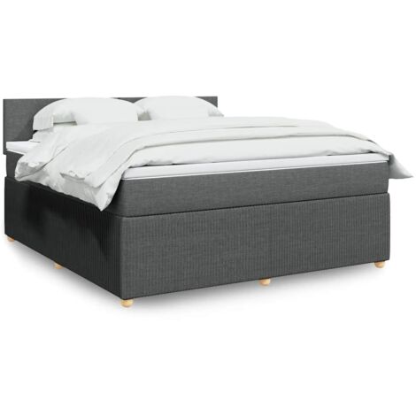 Bettgestell mit Lattenrost und Matratze Grau Dunkel 180x200cm Stoff