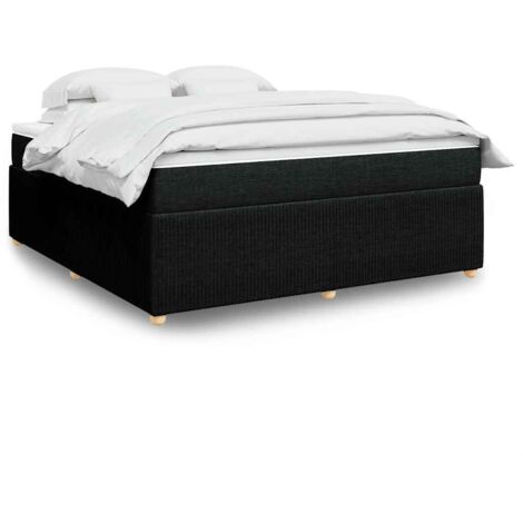Bettgestell mit Lattenrost und Matratze Schwarz 180x200 cm Stoff